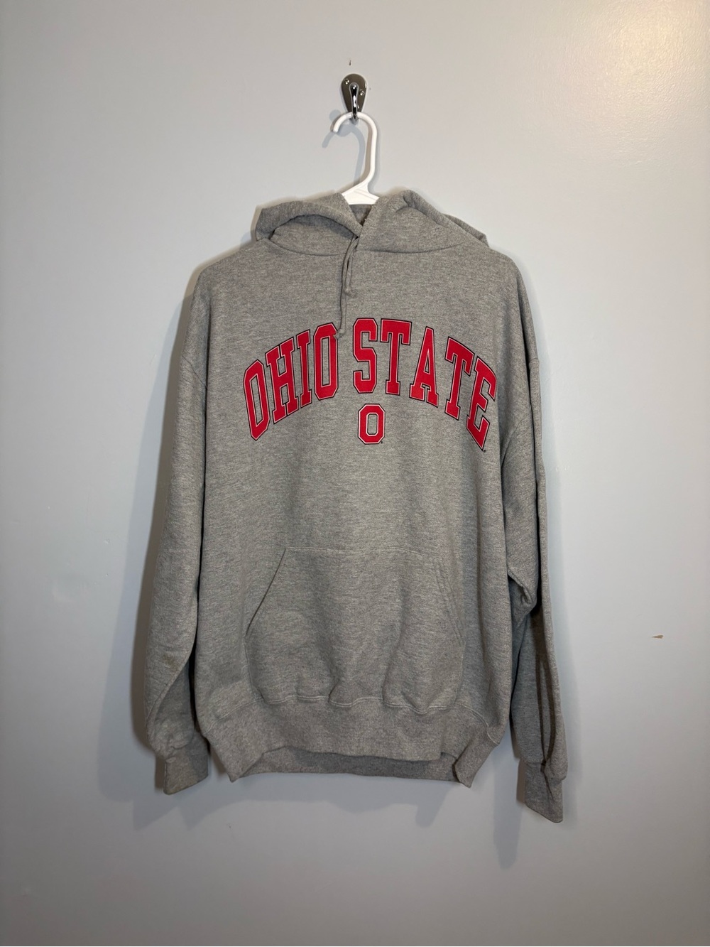 Vintage Briar Creek Gray Hoodie Sweatshirt Red Ohio State Arch Logo OSU Sporty